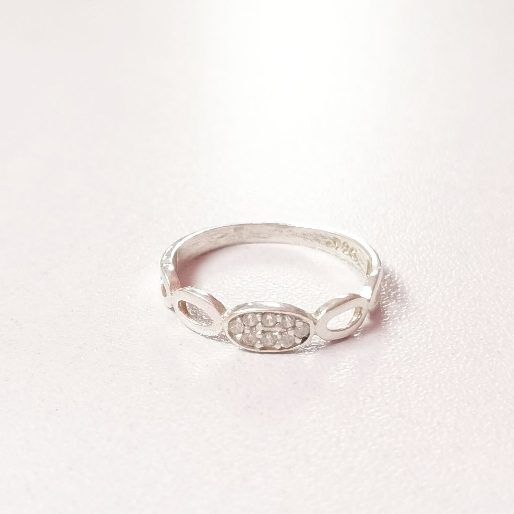 Cincin Model Permata Perak Asli 925 Lapis Emas Putih/Cincin Pria Wanita/Cincin Simpel/Cincin Perak T