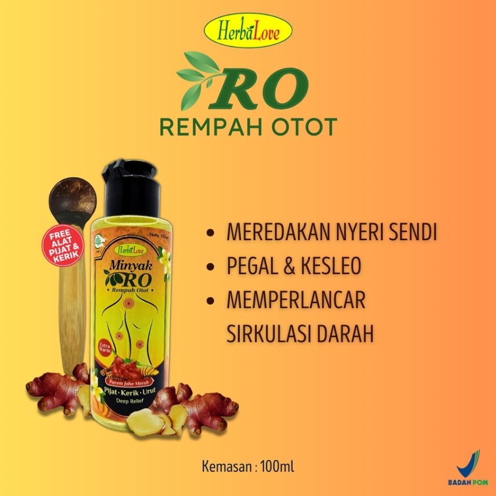 MINYAK REMPAH OTOT (RO) "JAHE MERAH" HERBALOVE