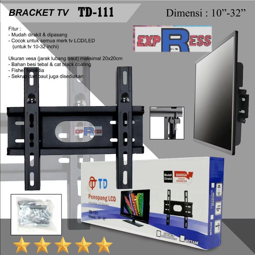 Bracket Tv 32 inch / Penyangga Tv 10"-32" Besi Tebal Coating / breket Tv 10inch 24inch 32inch