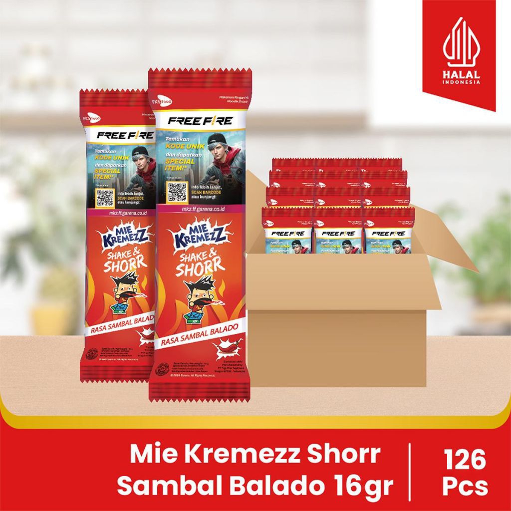 

Mie Kremezz Shorr - Sambal Balado - 1 Karton (6box) - 126 Pcs - 16gr