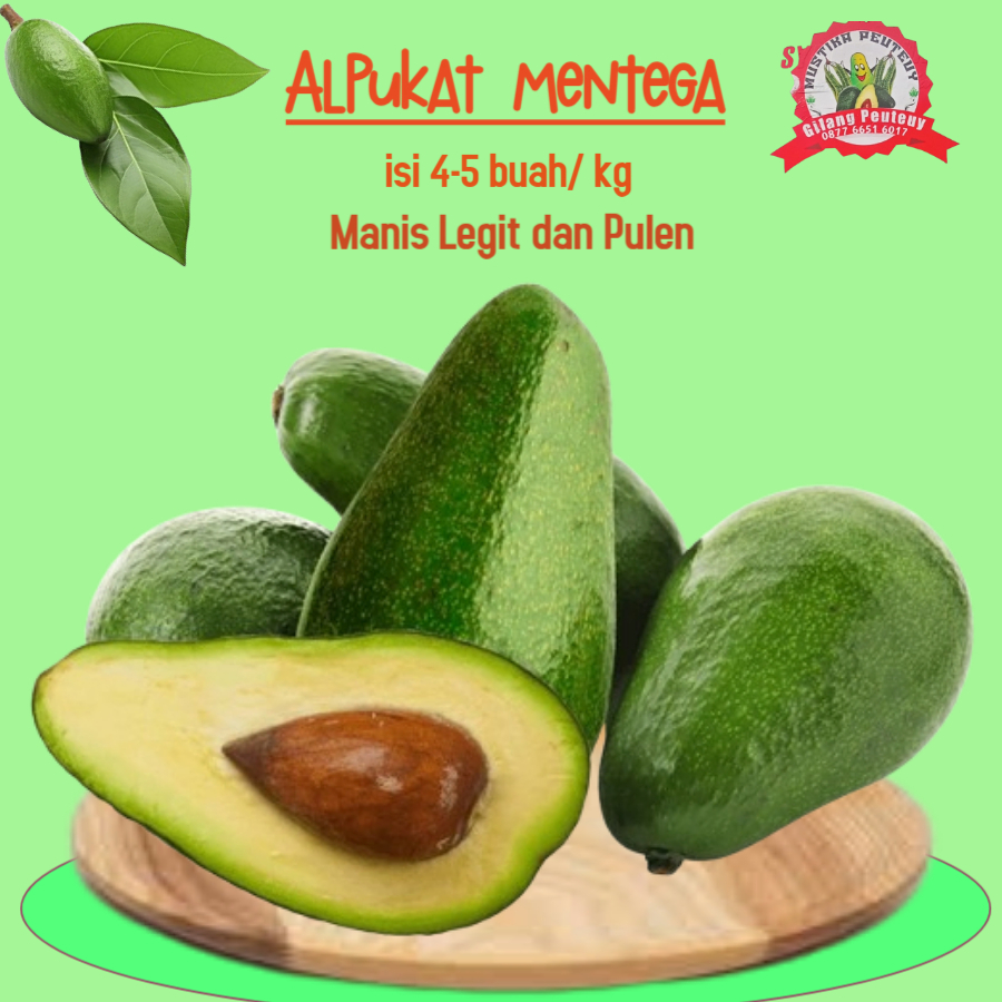 

Alpukat Mentega lokal 1kg Isi 4-5 Manis Legit Dan Daging Tebal