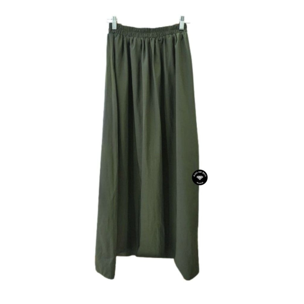 Midi Skirt Wanita/Rok Panjang Hijau Army