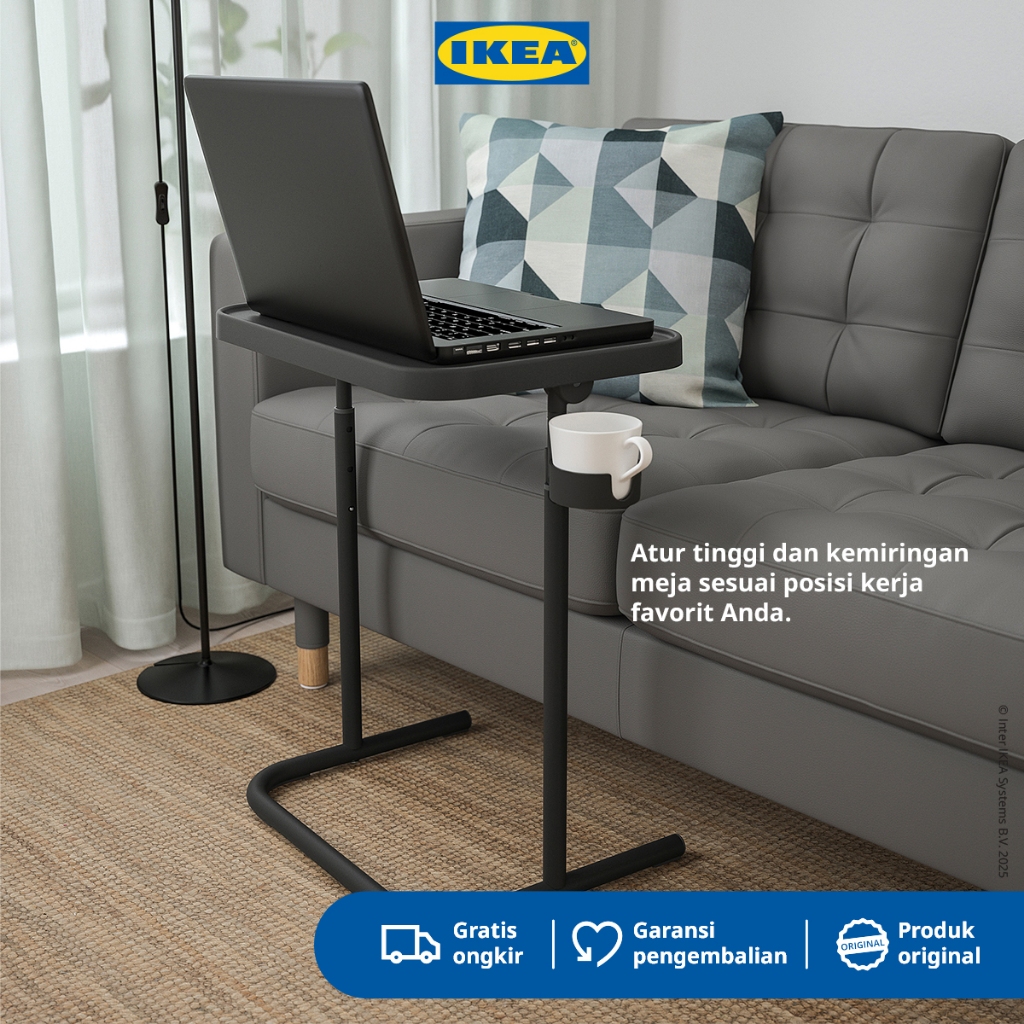 IKEA BJORKASEN Meja Stand Laptop Fleksibel Hitam Minimalis