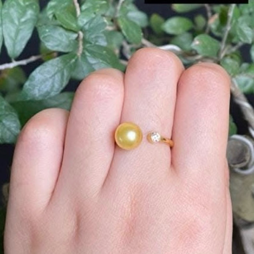 cincin permata mutiara laut asli lombok emas 22k