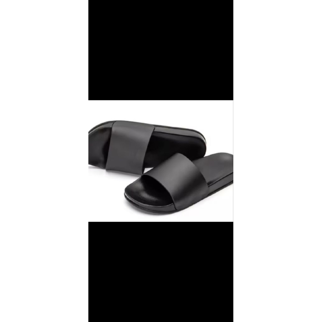 sandal slop pria dan wanita polos hitam dan putih