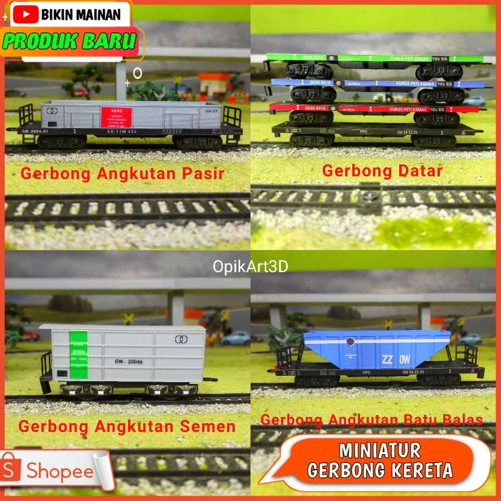 Miniatur kereta api gerbong barang