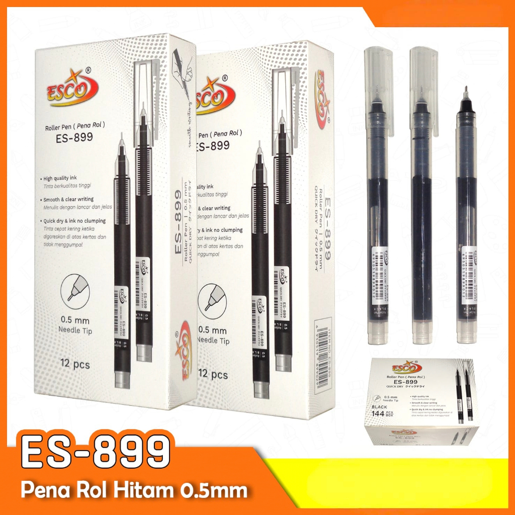 

Pulpen Gel Jumbo Roller ESCO 889 Tinta Hitam 0.5 mm isi 12 pcs Pulpen isi tinta banyak