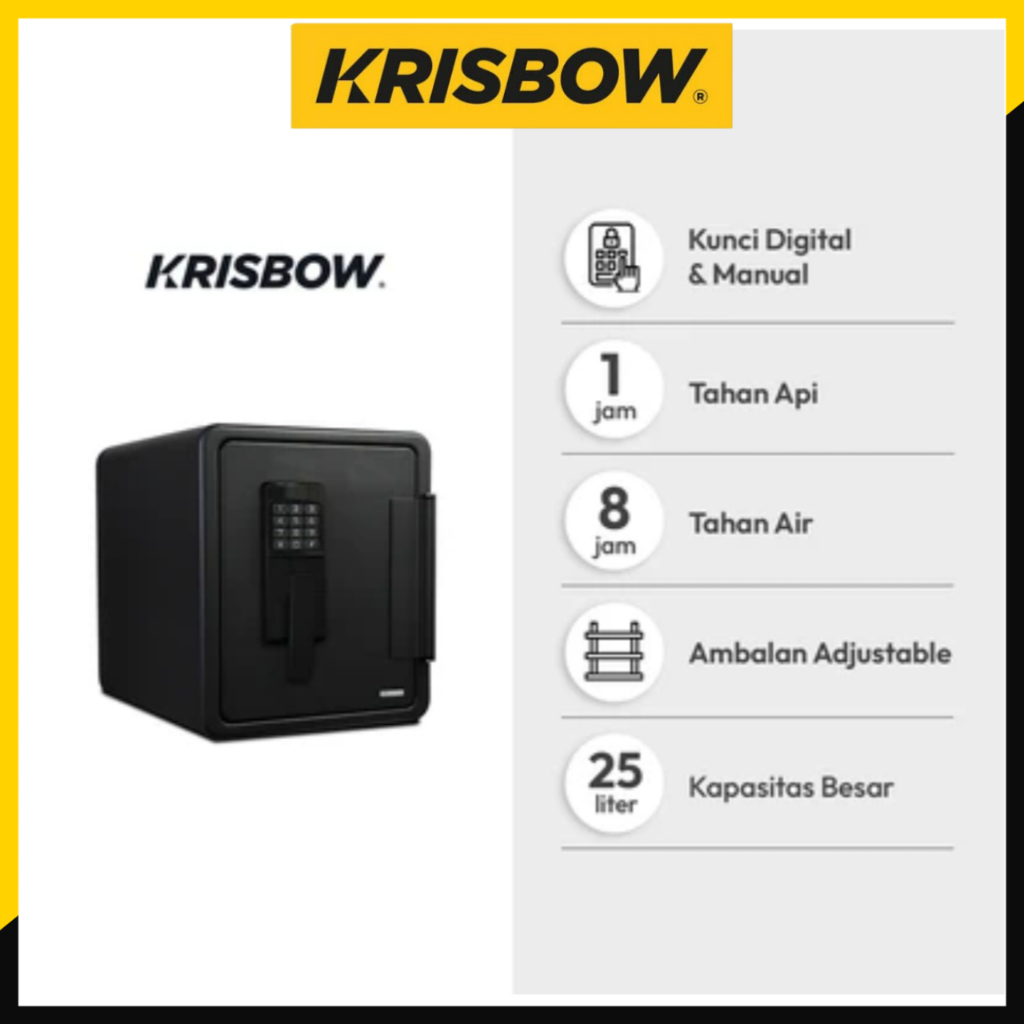 Krisbow Griffin Brankas Tahan Api dan Tahan Rendaman Air - Hitam