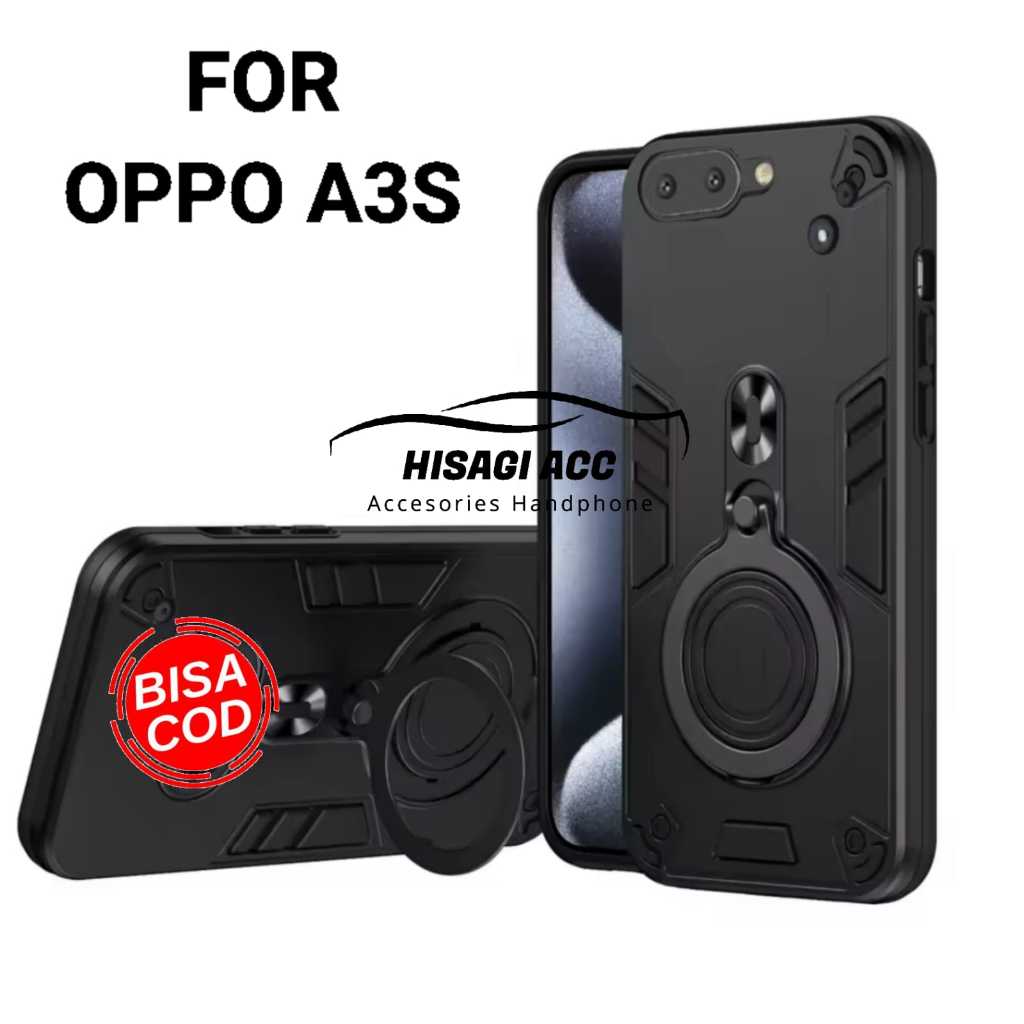 CASING HP UNTUK OPPO A3S CASE ROBOT HIT EYE RING PROTEKSI CAMERA CASING STANDING NEW COVER