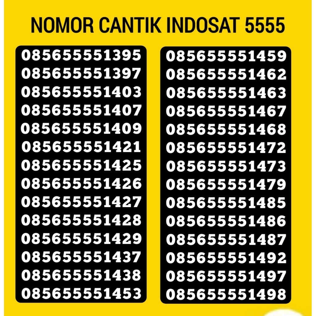 Nomor Cantik indosat im3 seri 5555 Rapi Murah