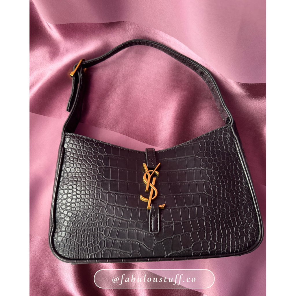 [SALE READY SIAP KIRIM | REAL PICT] YSL Saint Laurent LE 5 Á 7 Croco Leather Shoulder Bag Vintage Le