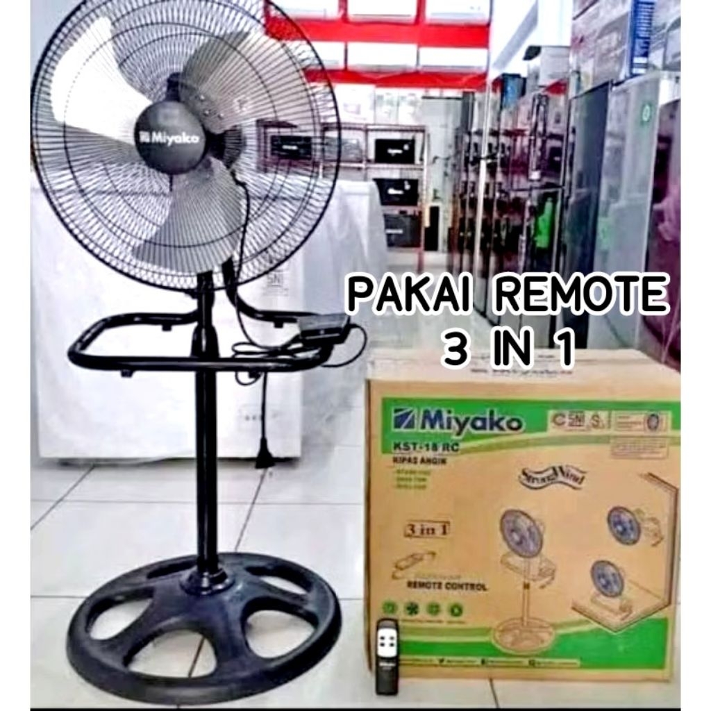 Kipas miyako kst 18 rc 3 in 1 besi / kipas angin miyako stainless aluminium hitam kst 18 rc / kipas 