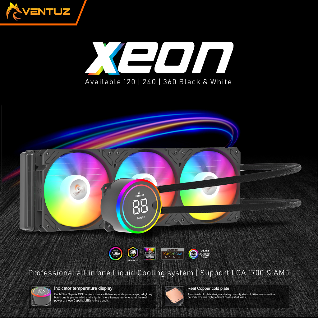 VENTUZ Xeon Chroma 360mm Water Cooling ARGB – Intel & AMD Compatible