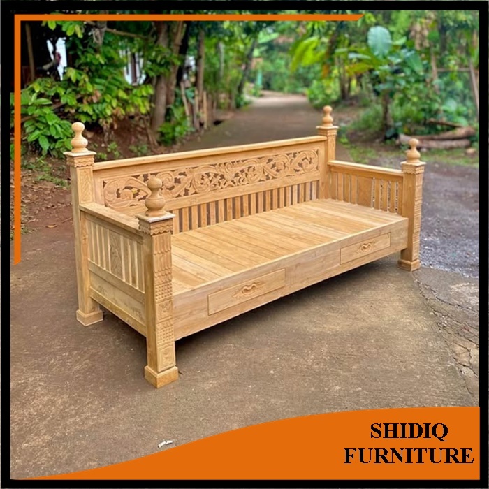 Bangku Kayu Jati Ukir Jepara Minimalis Multifungsi