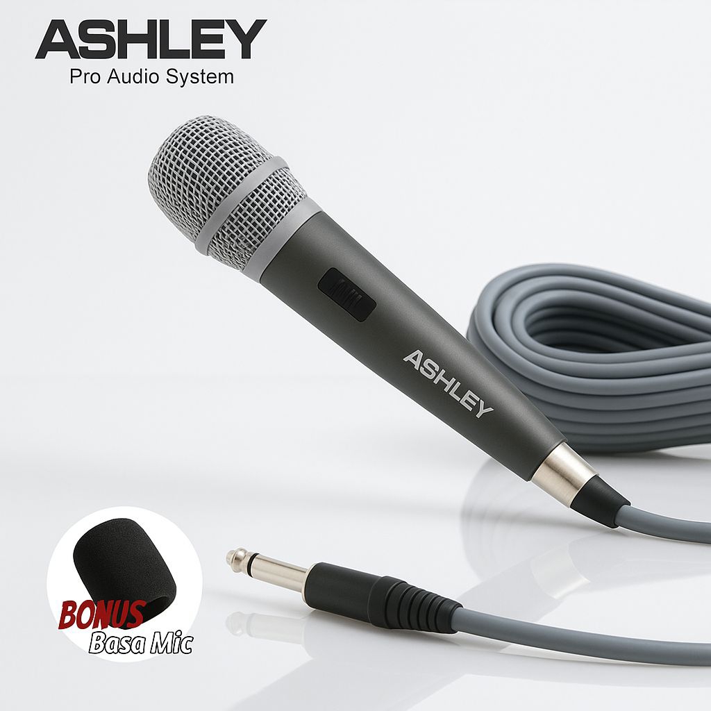 Mic Microphone ASHLEY i300 Mic Dynamic KTV Panjang Kabel 5 meter