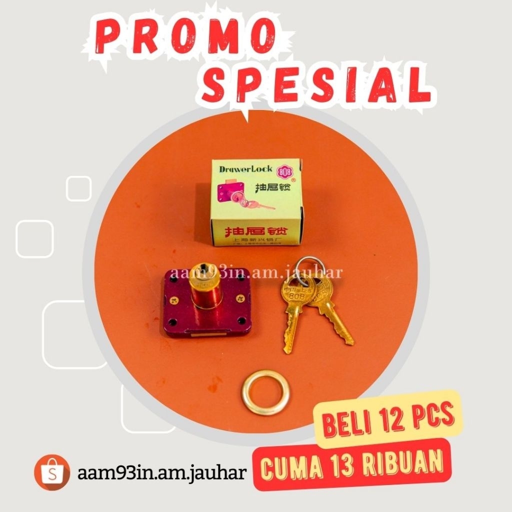 Kunci 808 Ori Original Laci Lemari Kicenset Loker Anak Kunci Kuningan Gold Drawer Lock 70 Gram Kecil