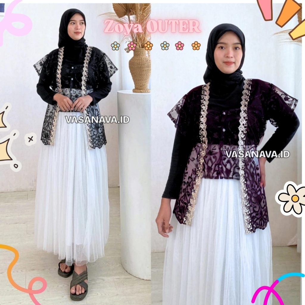 Outer Brukat Zoya Wanita Kebaya Modern | Atasan Wanita Kondangan Brukat | Rompi Wanita Tille Brukat
