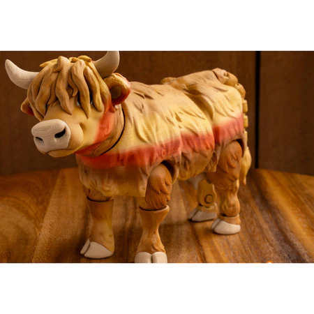 Mainan Hewan Sapi Highland Artikulasi Realistik | Figurine Plastik Koleksi 18cm