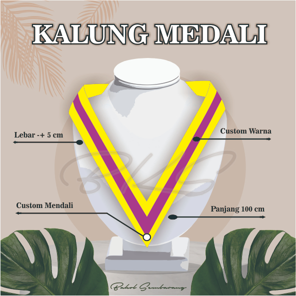 KALUNG GORDON/MEDALI/WISUDA CUSTOM KUNING STRIP UNGU