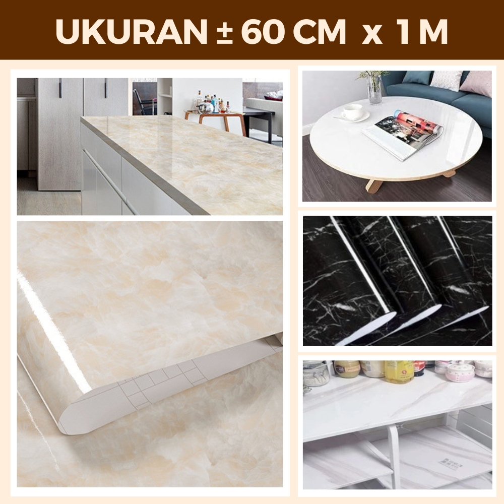 Wallsticker Wallpaper Dinding Motif Marmer Walpaper Marbel Putih Stiker Meja Dapur Tahan Minyak