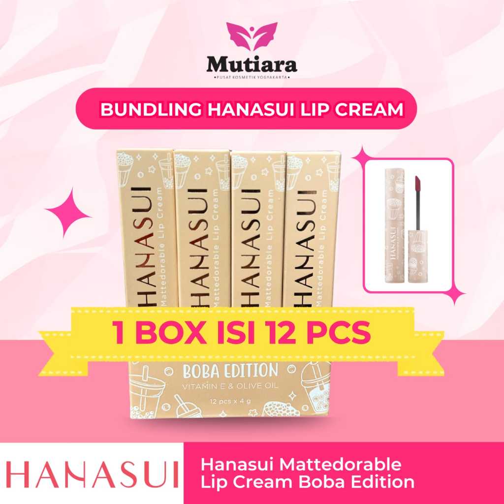 HANASUI LIPCREAM BOBA - 1 BOX ISI 12PCS  / PAKET BUNDLING / RESELLER / GROSIR