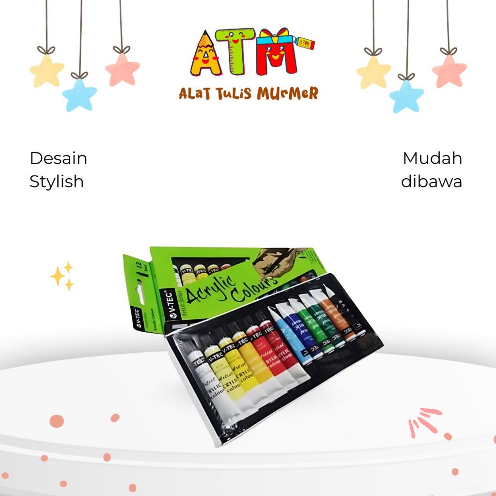 Cat Akrilik/Acrylic Colour/Vtec Acrylic 12 warna (VT-612)