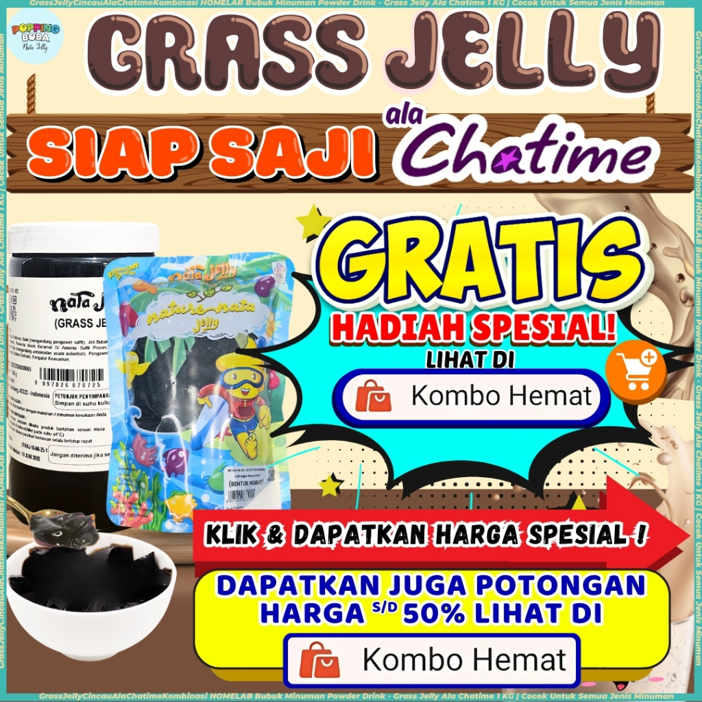 GrassJellyCincauAlaChatimeKombinasi HOMELAB Bubuk Minuman Powder Drink - Grass Jelly Ala Chatime 1 K