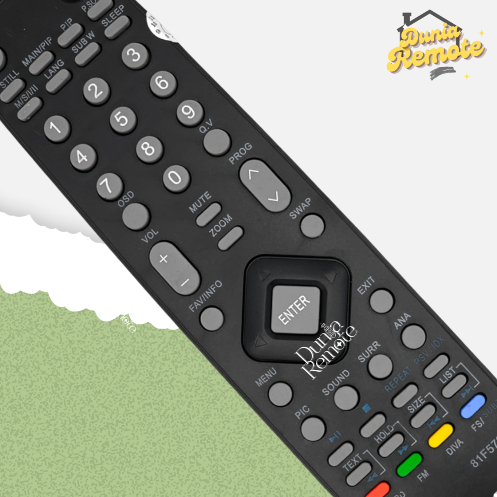 Remot Remote TV POLYTRON 81F579 lcd led Tabung Slim flat Tanpa setting