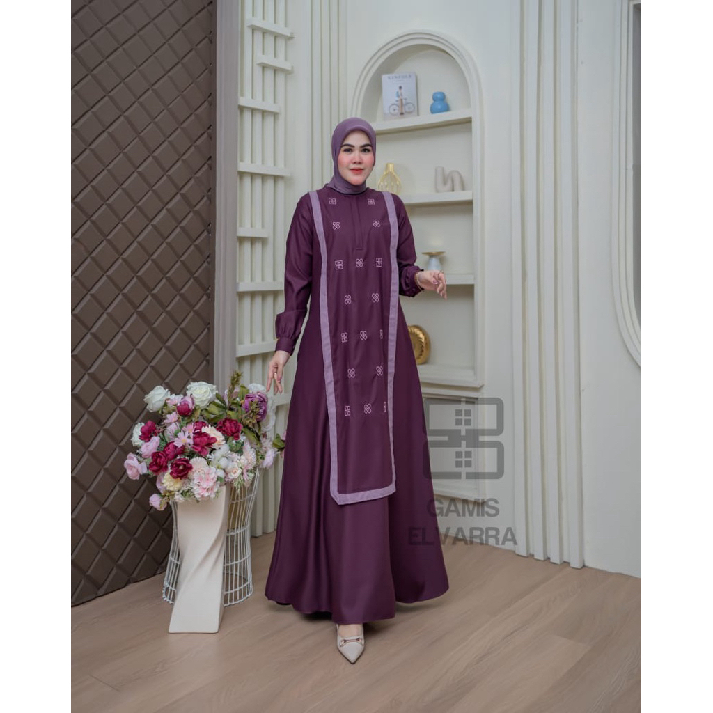 Gamis Elvarra Bordir Bahan Katun Toyobo ORI Guzel/gamisbordir/gamismurah