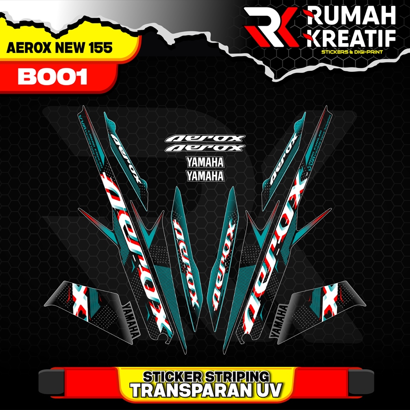 Striping Stiker Motor Yamaha Aerox VVA 155 2022 Tosca / Striping Aerox 155 Transparan