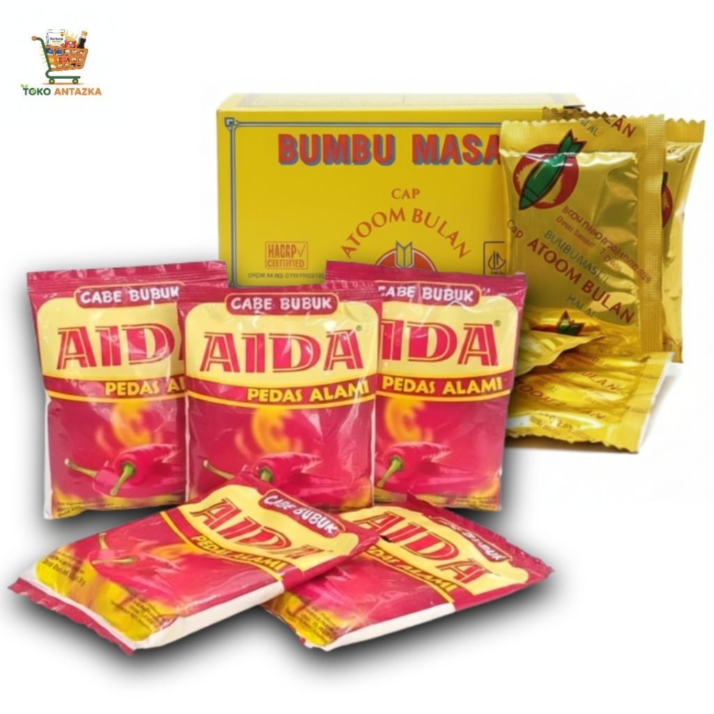 ( PAKET HEMAT BUMBU TABUR ) 1dus Bumbu Atom Bulan dan 1pcs Aida ( 25g ) Cocok Untuk Taburan Cemilan,