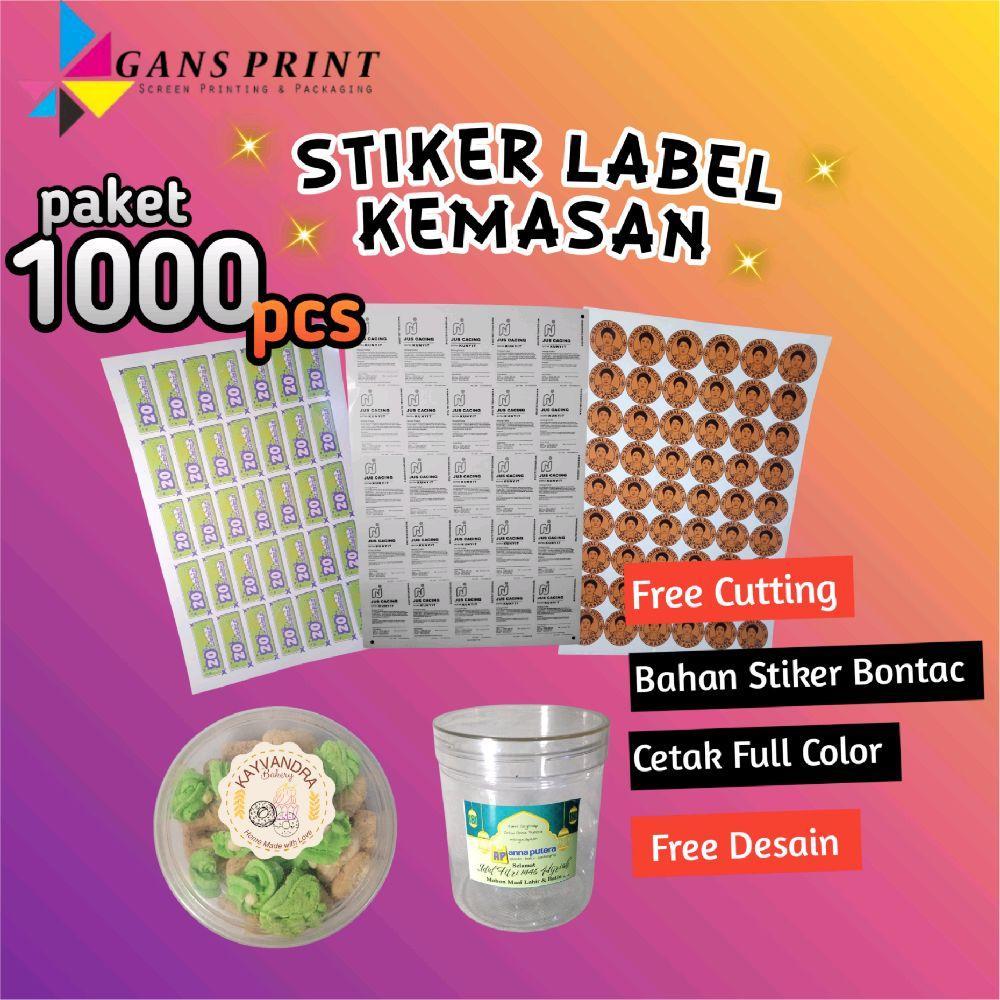 

Cetak Stiker Label Kemasan Custom 1000 Pcs Diameter 3-6 Cm Bahan Bontac Desain Free Cutting Cetak Full Color
