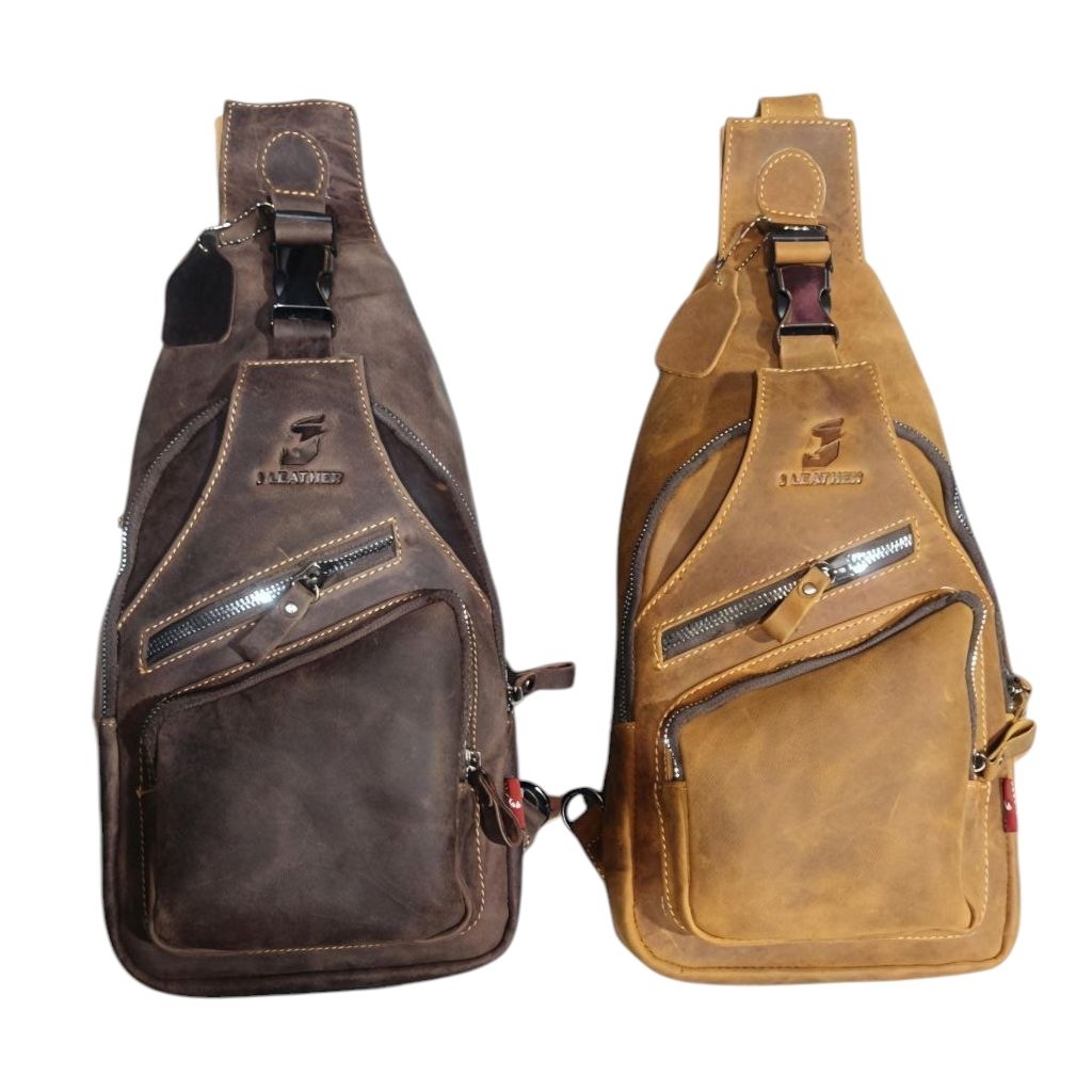 Tas Slingbag Pria Kulit Crazy Horse | Tas Punggung Pria Kulit