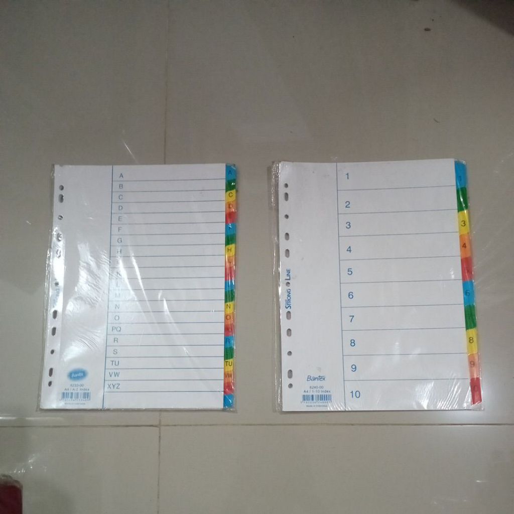 

Bantex Strong Line Indexes A4 10 Pages (110 index) 6240-00 / Indexes A4 A-Z (21 Pages) 6233-00 - Spesifikasi.