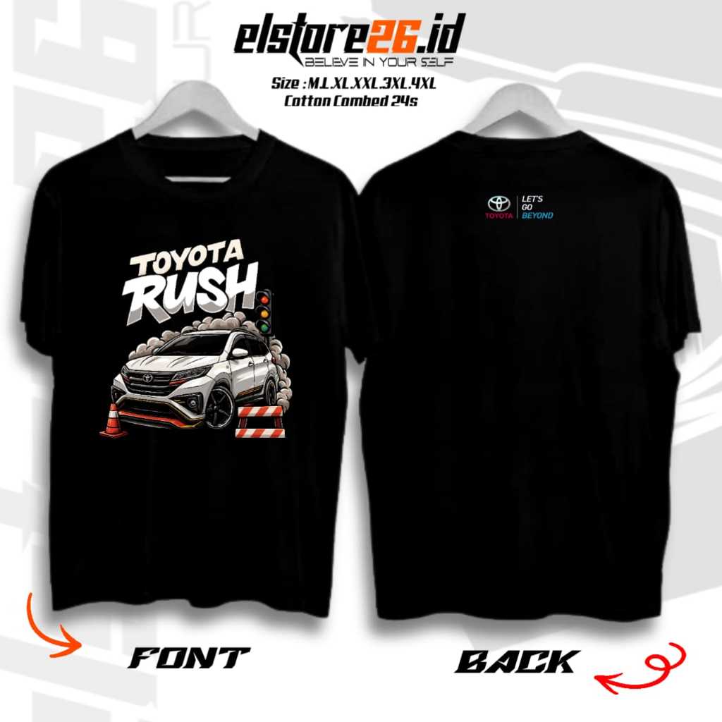 ELSTR Baju Kaos MOBIL RUSH  | Kaos Otomotif Racing | Baju Katun Combed Pria & Wanita