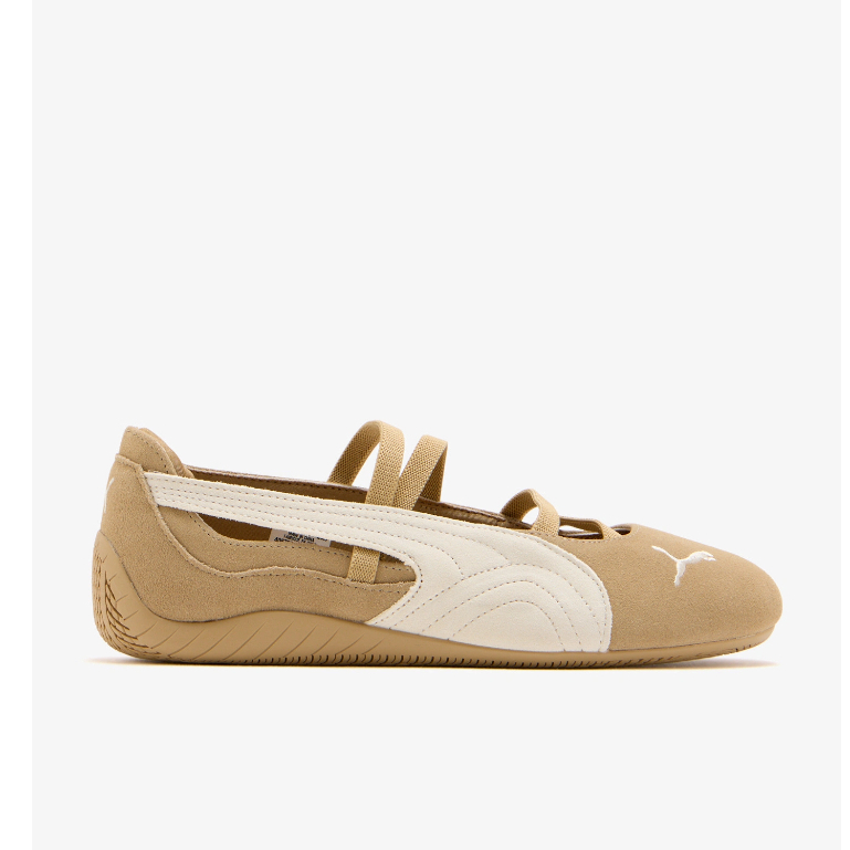 Sepatu Sneakers Wanita Puma Suede Speedcat Ballet Prairie Tan White Original 406758-01