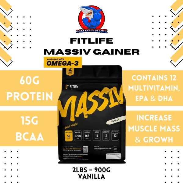 Fitlife Massiv Protein Gainer 2 Lbs - 900 Grams Bulking Weight Gain