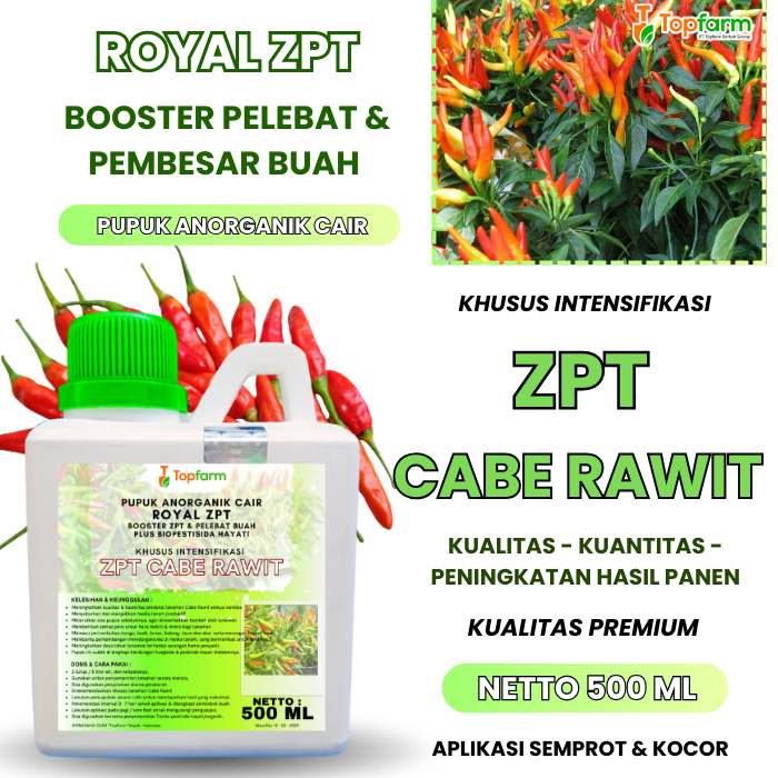 Pupuk Booster Cabe Rawit/ Pupuk Pelebat Cabe Rawit/ Pupuk ZPT Cabe Rawit Agar Berbuah Lebat/ Pupuk Z