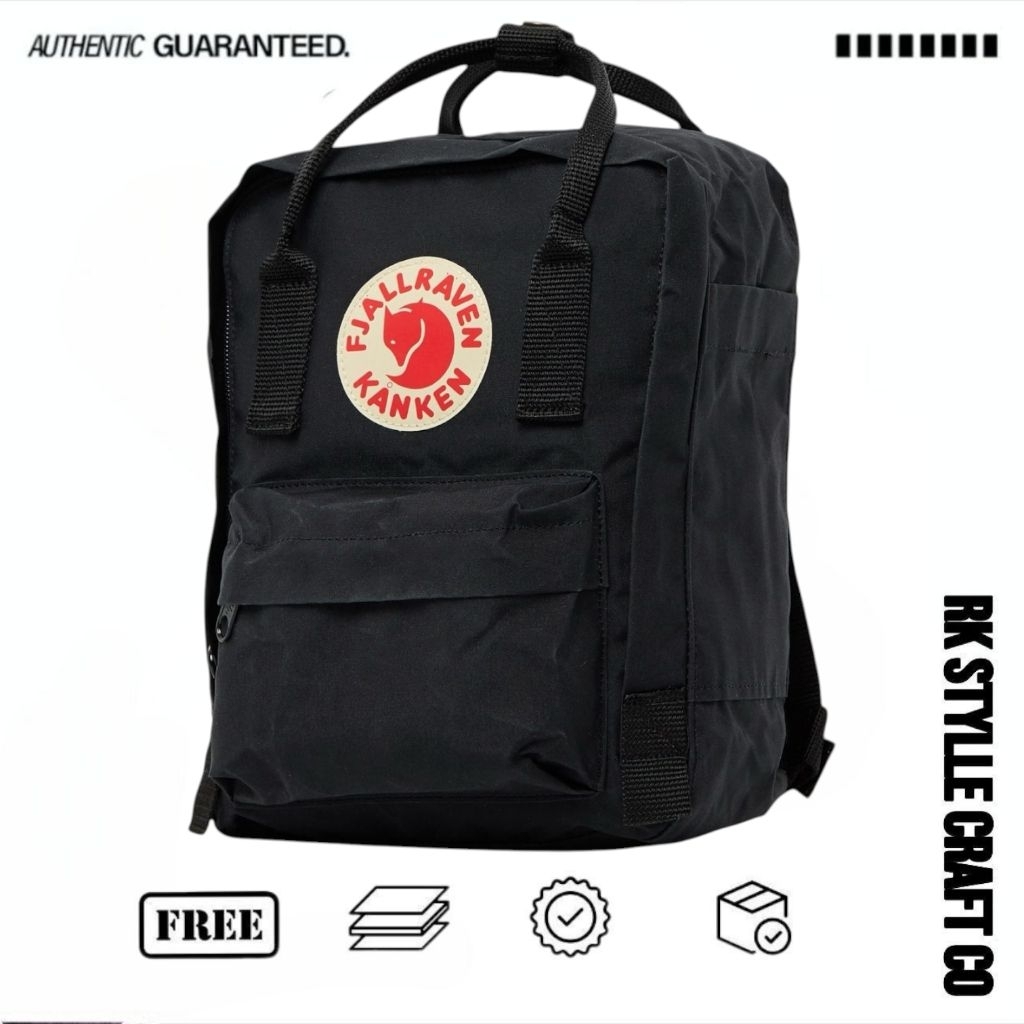 Tas Ransel Unisex - Tas Fjallraven Kanken Mini Backpack Black 7L 100%Original