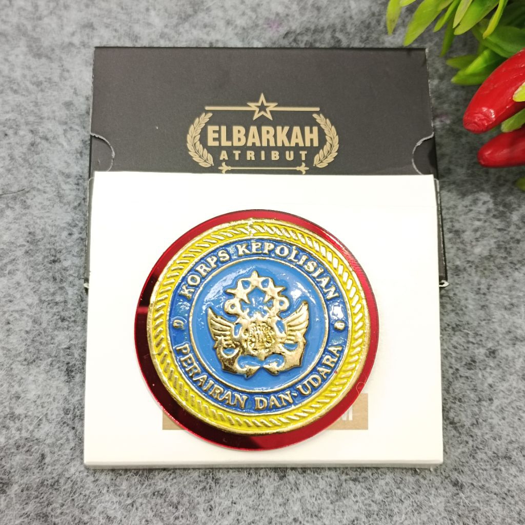 Pin Roda Polairud Atribut Polri Magnet/Paku Gold Timbul