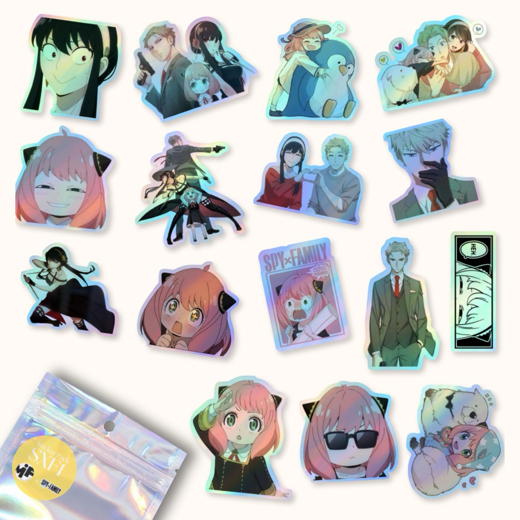 

[1 Pack] Sticker Hologram Spy X Family Premium Laminasi , Stiker Hologram Spy X Family Aesthetic Isi Banyak Dekorasi Laptop Tumblr Gitar