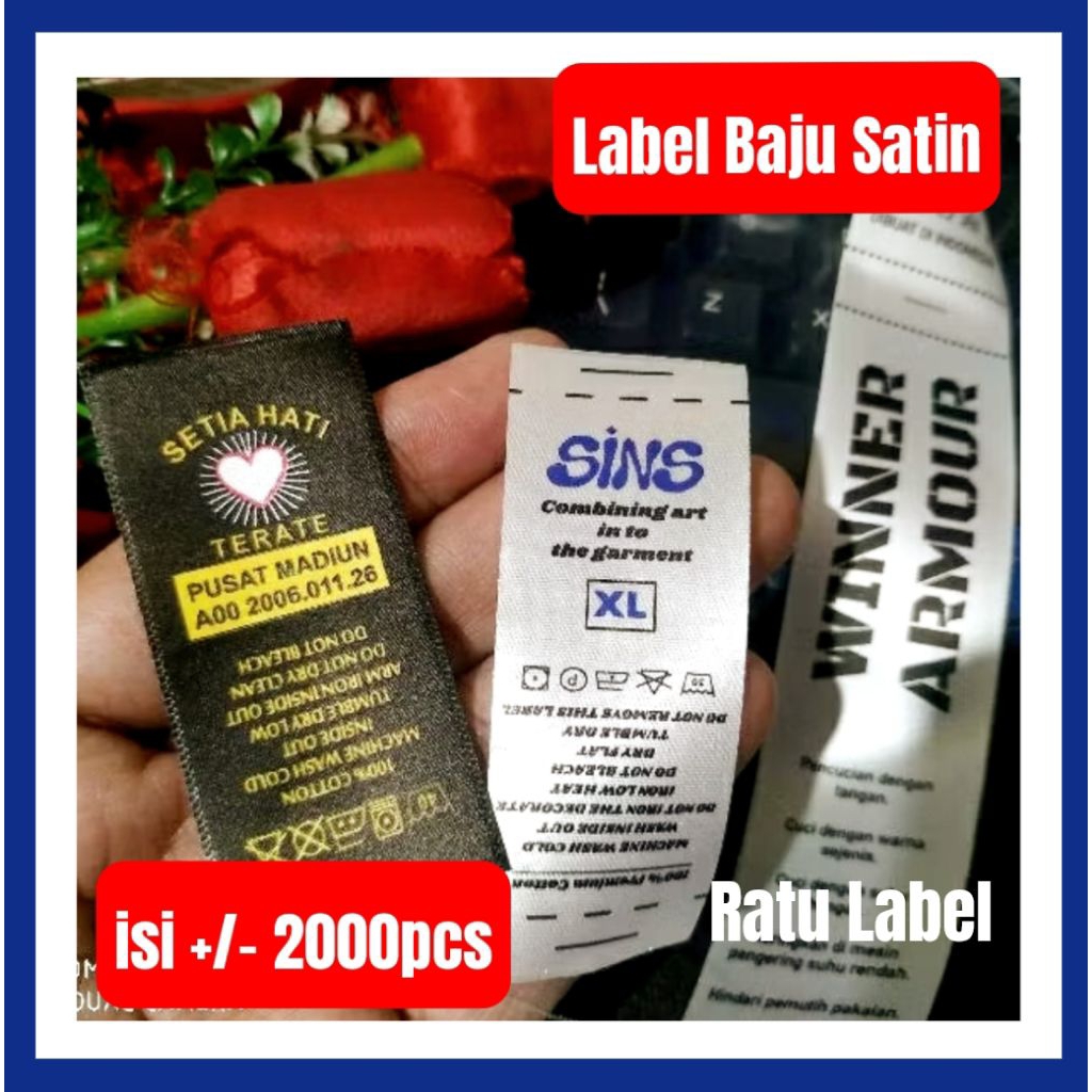 Label Baju Printing Custom nama Merk Sendiri 1 roll