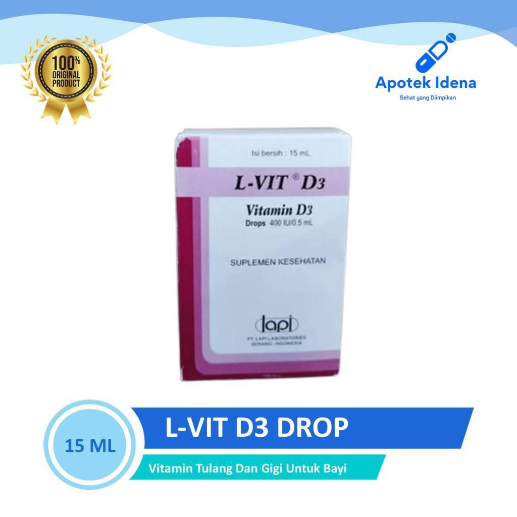 L-VIT D3 DROPS BAYI BOTOL 15 ML Vitamin D3 Drops untuk bayi Vitamin Tulang dan Tumbuh Gigi Vitamin D