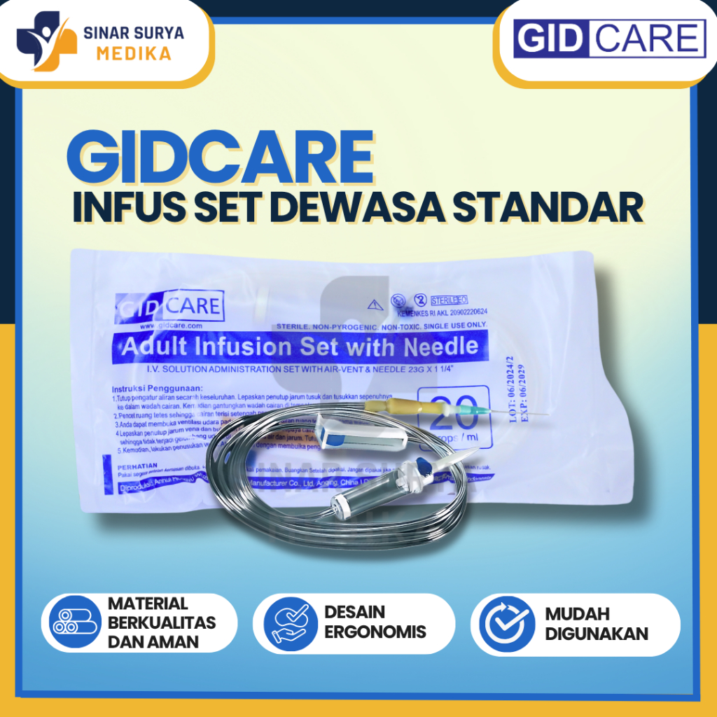 Infusion Set Adult Gidcare / Alat Selang Infus Set Dewasa Disposable