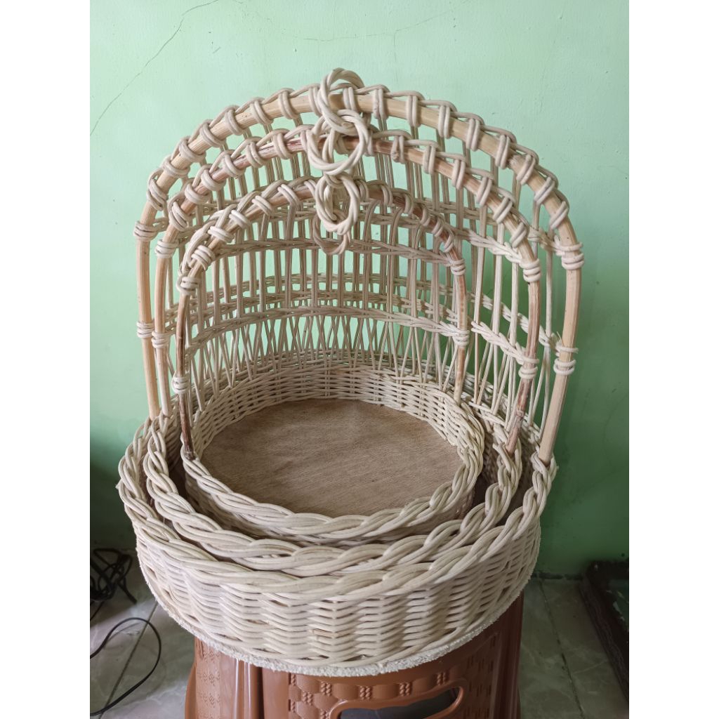 KERANJANG ROTAN HANTARAN,TEMPATBUAH,KERANJANG ROTAN,TEMPAT BUAH ANYUNAN SET 3,KERANJANG AYUNAN ROTAN