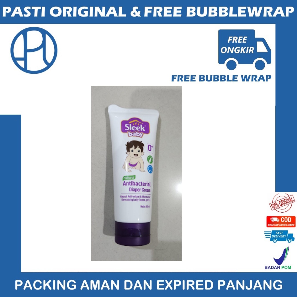 SLEEK BABY NATURAL ANTIBACTERIAL DIAPER CREAM TUBE 80ML SLEK