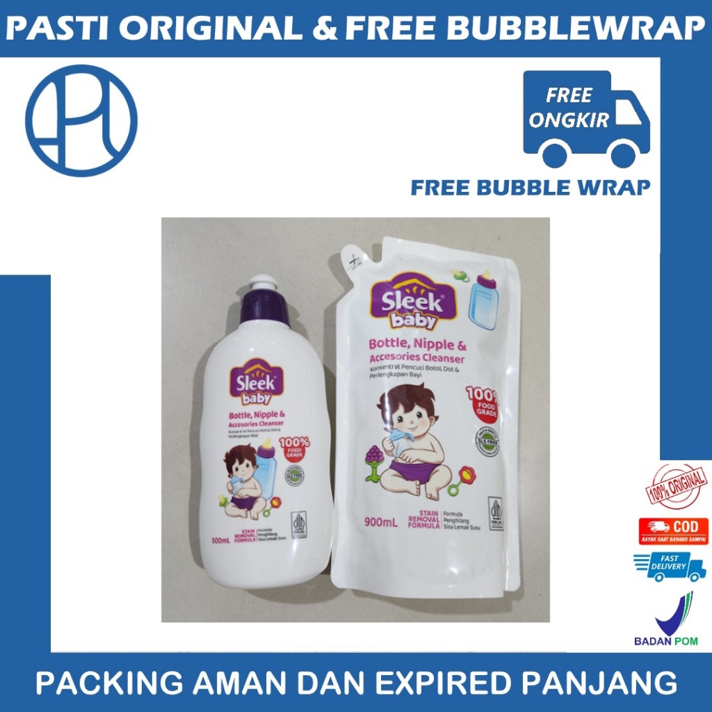 SLEEK BABY BOTTLE, NIPPLE & ACCESORIES CLEANSER 100% FOOD GRADE SLEK