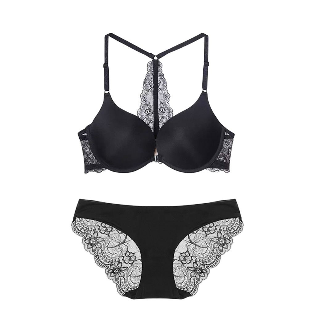 Bra Set (K-BS37) Size 32-38 CUP B,C,D Bra dengan Panty 1 set / berkawat / KAIT DEPAN