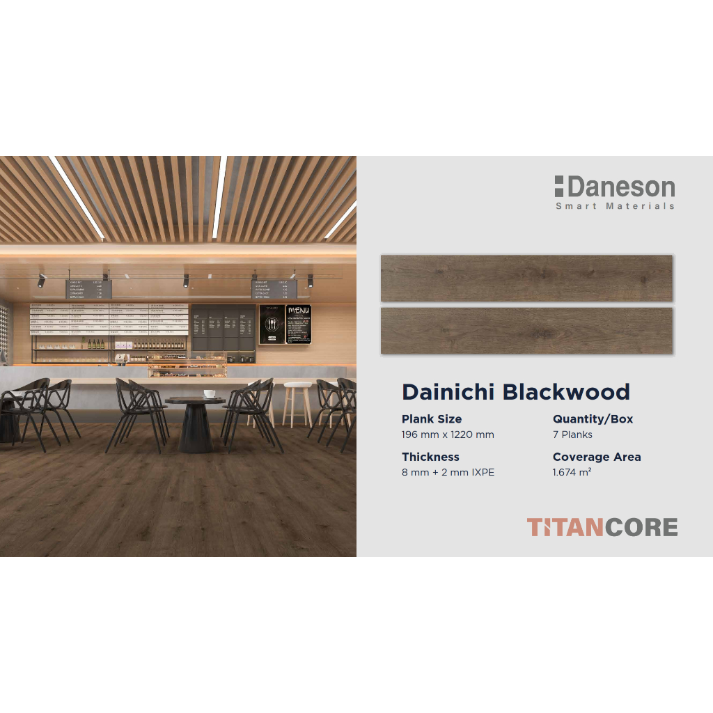 Lantai SPC Daneson Titancore 10mm by Marvel - Lantai Motif Kayu kualitas tinggi