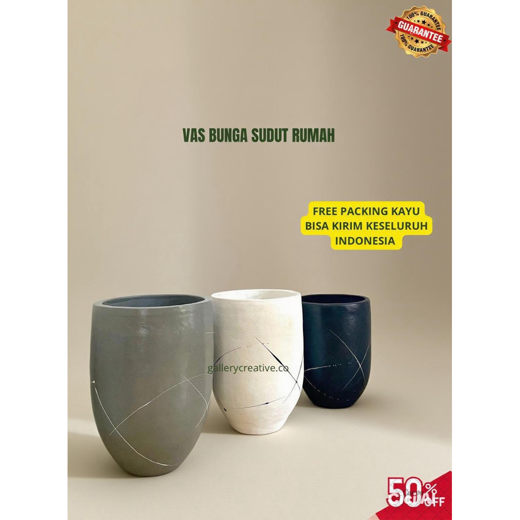 pot gerabah tanah liat motif abstrak free packing kayu, pot kapsul, pot gerabah tanah liat 30-40 cm 